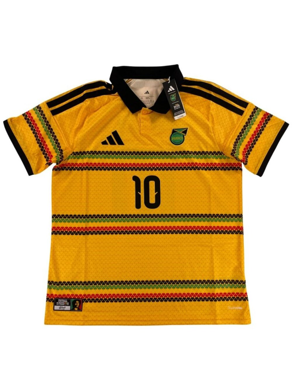 Adidas Jamaica Bob Marley #10 2026 Home Replica Soccer Jersey Yellow Size XL NEW